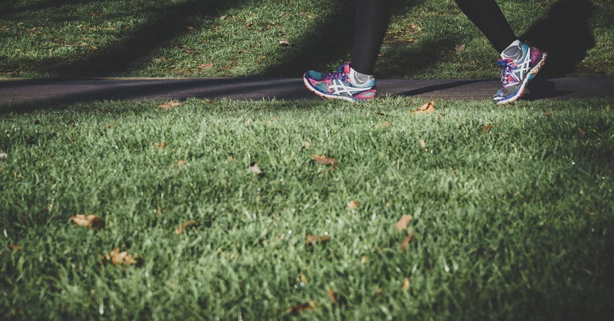 Woman walking outdoors after a meal for light daily activity